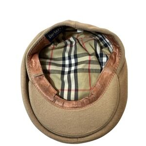 Burberrys vintage flat cap L beige wool check‎ newsboy driver hunting hat men *